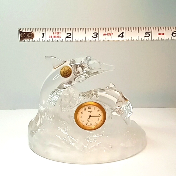 Vintage Cristal d' Arques crystal dolphin clock. No flaws - Picture 10 of 10